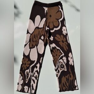 Cider - Funky Floral Patterned Knit Pants